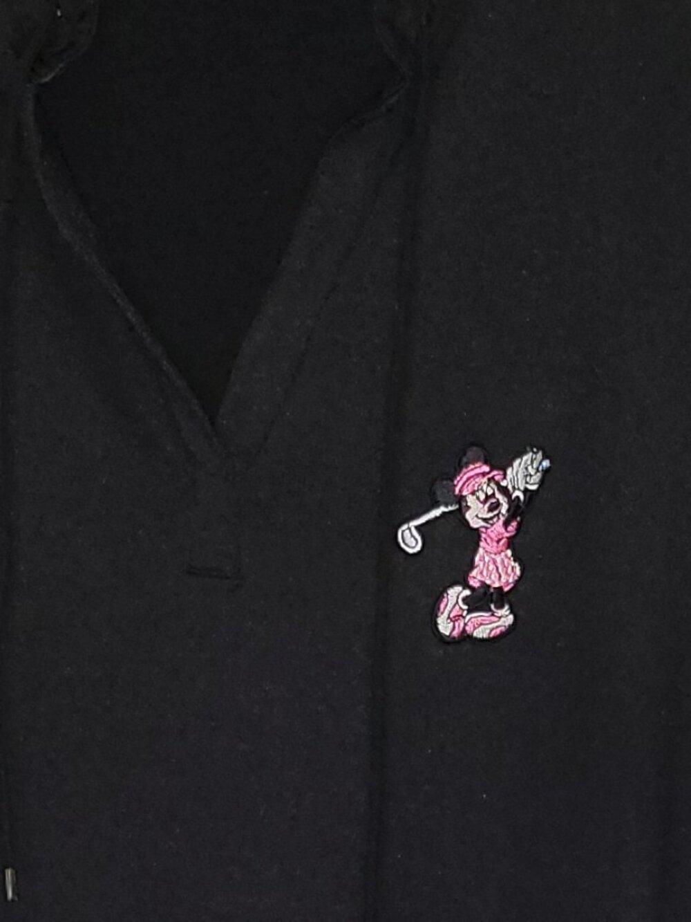 Birdy & Grace Minnie Mouse Golf Shirt Black Women's Large Embroidered Disney
